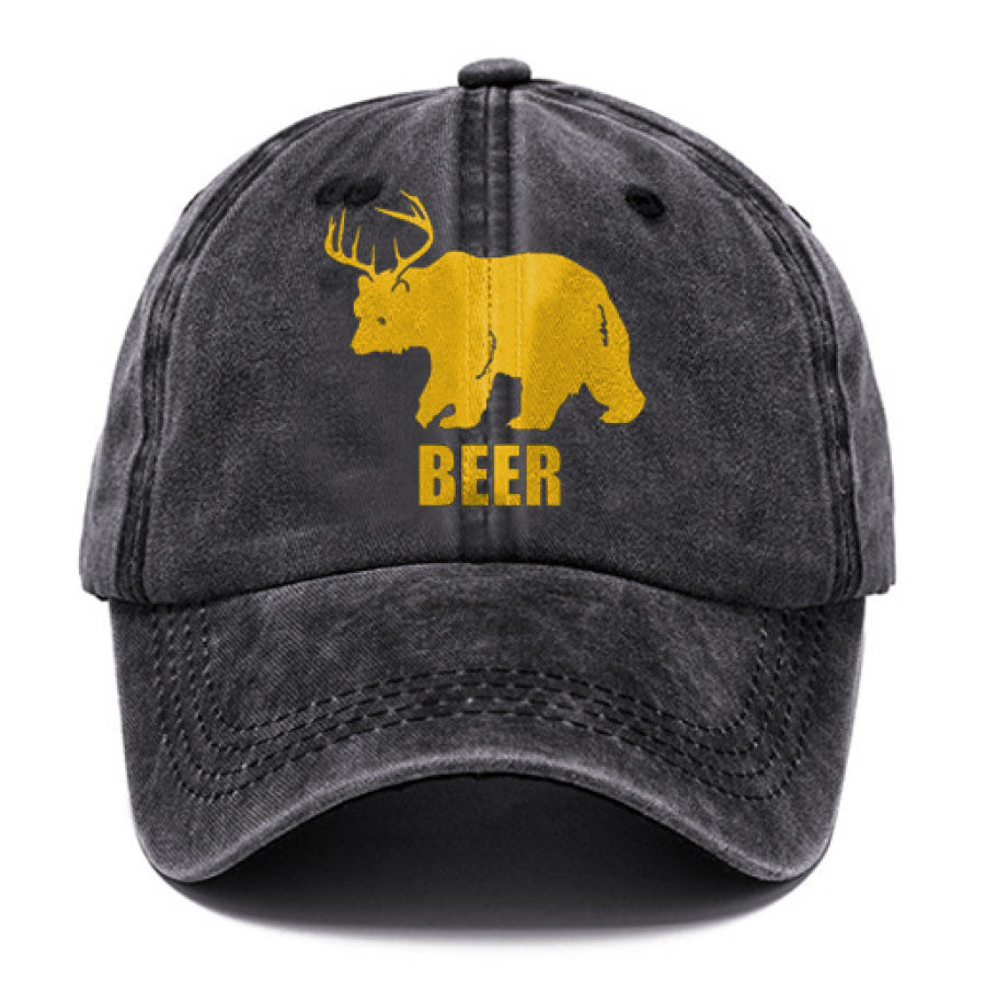 

Мужская шляпа с изображением оленя и медведя и пивом напечатанная из мытого хлопка в стиле ретро с принтом проблемная шляпа для папы