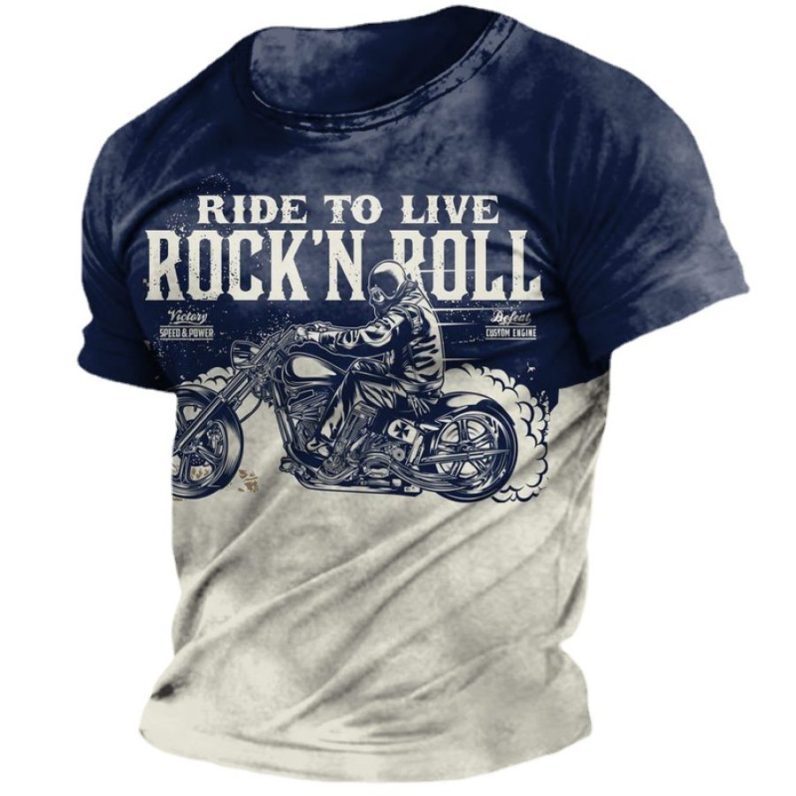 

Men's Vintage Motorcycle Print T-Shirt
