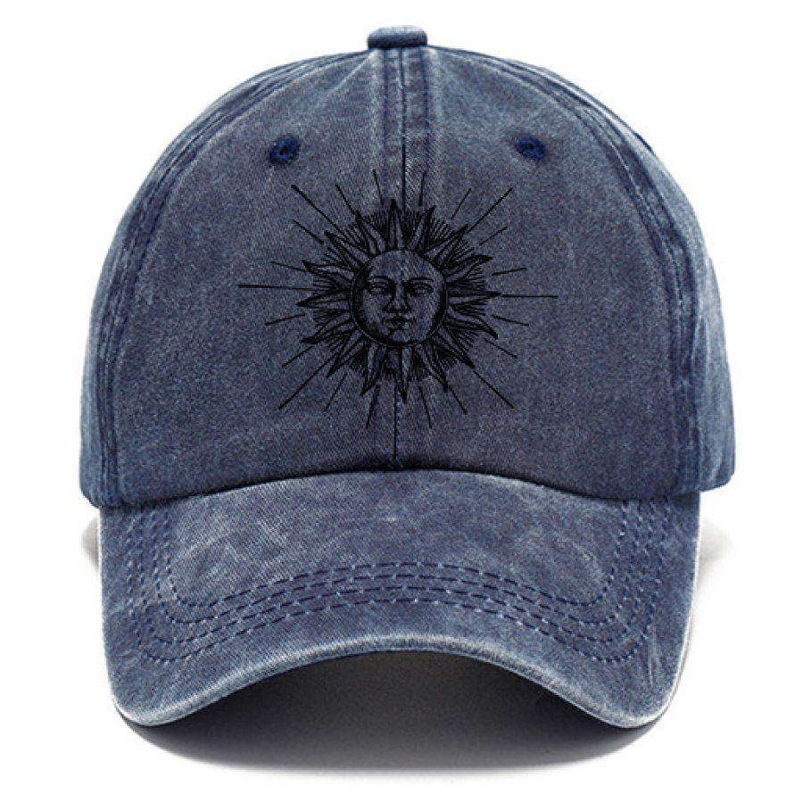 

Men's Sun Print Washed Cotton Vintage Print Distressed Daddy Hat