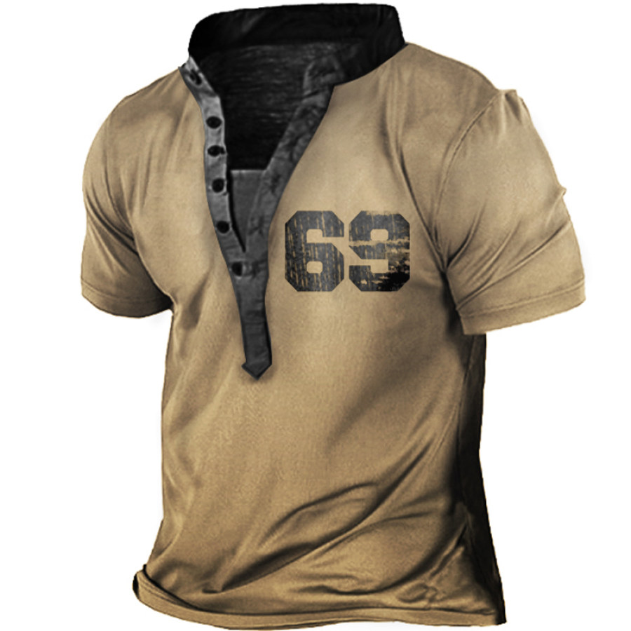 

Men's Vintage Number 69 Print Distressed T-Shirt