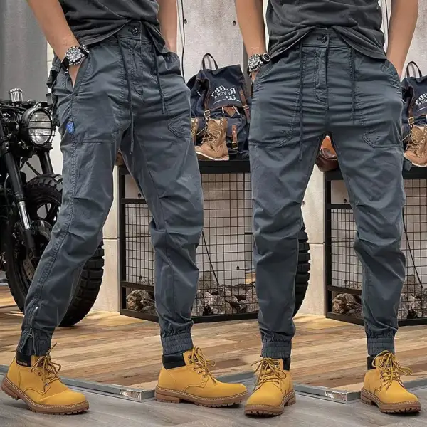 Men's Outdoor Retro Loose Leg Belted Pants Overalls - Kalesafe.com 