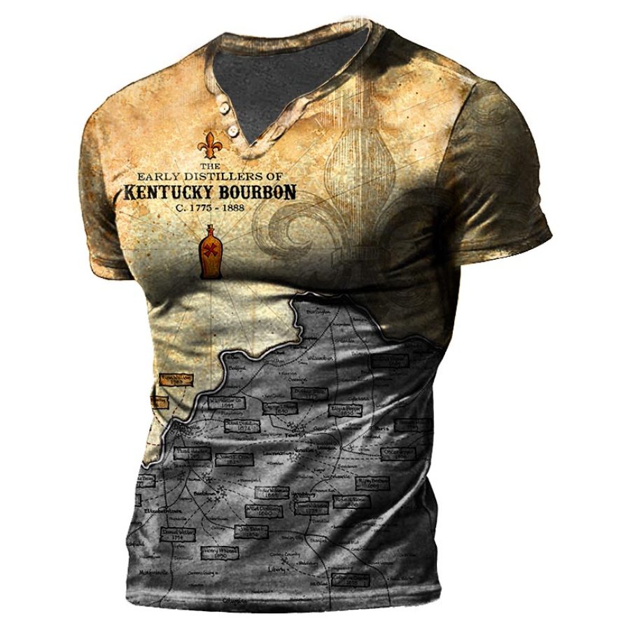 

Men's Vintage Whiskey Print V-Neck T-Shirt