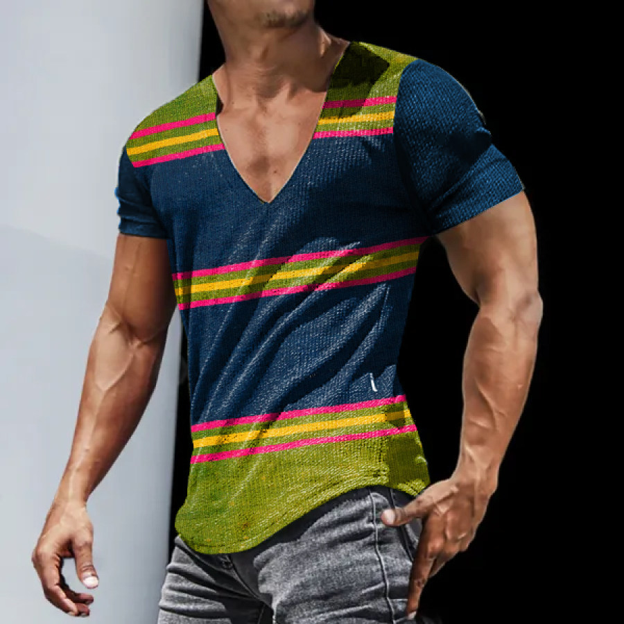 

Men's Vintage Candinavian Kilim Casual Slim Sports V Neck Tops