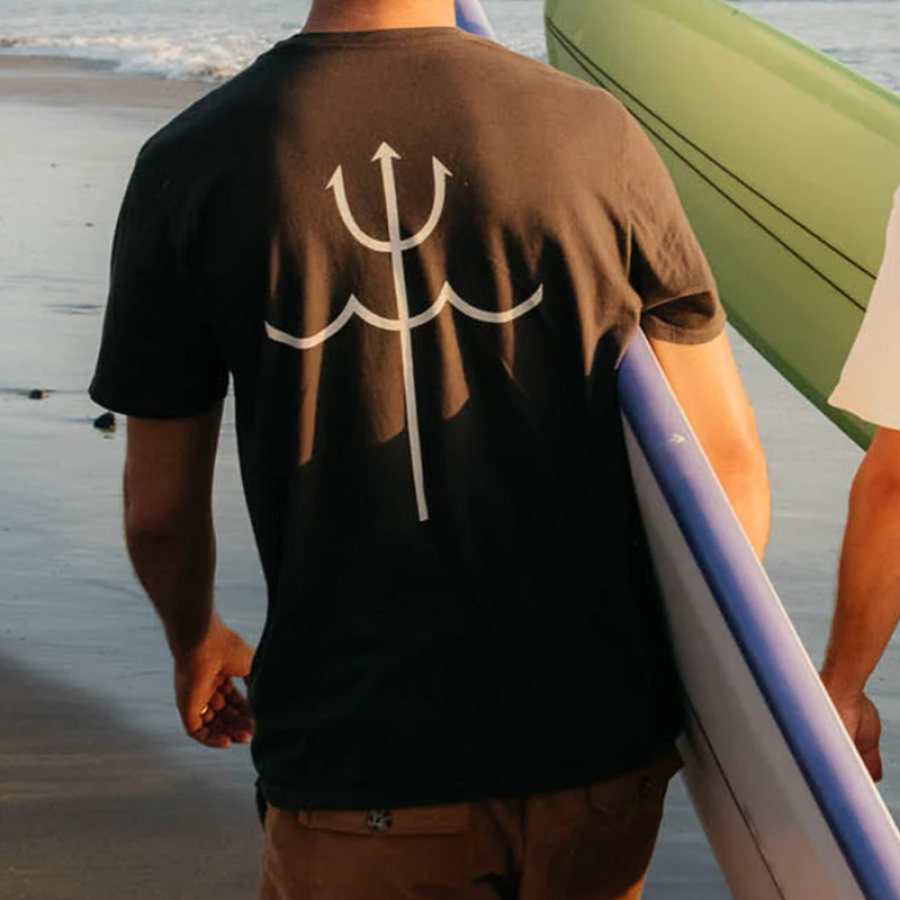 

T-shirt A Maniche Corte Da Uomo Outdoor Vintage Trident Summer Tops