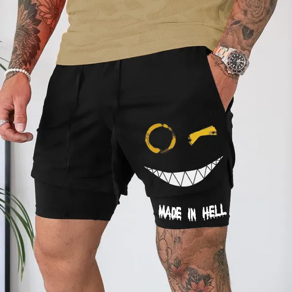 Men's Lace-up Printed Functional Shorts - Faciway.chimpone.com 