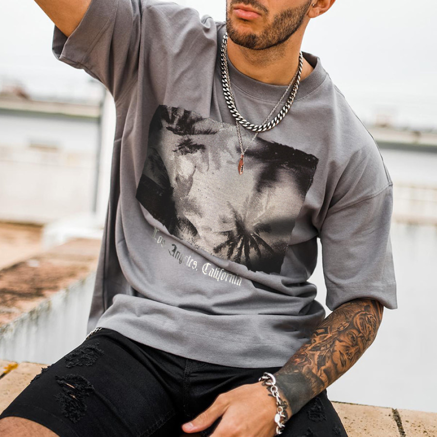 

Vintage Palm Tree Letter Printed T-shirt
