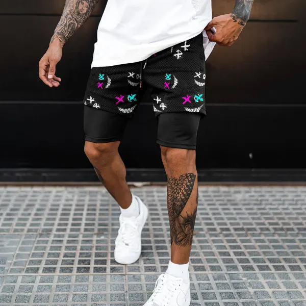 Men's Smile Shorts Mesh Breathable Performance Shorts - Faciway.com 
