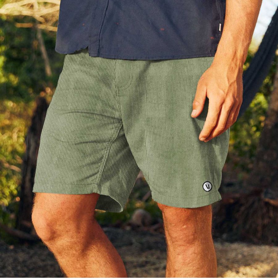 

Men's Surf Shorts Vintage Corduroy Hawaiian Beach Summer Daily 9 Inch Walk Shorts Boardshorts Light Green