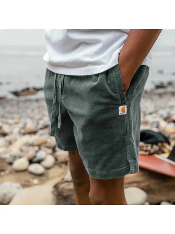 Men's Shorts Retro Corduroy 5 Inch Shorts Surf Beach Shorts Daily Casual Green - Godeskplus.com 