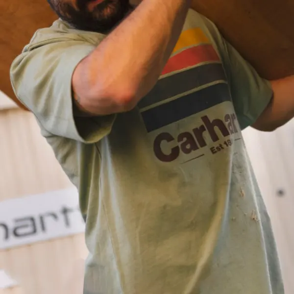 Men's Carhartt T-Shirts Vintage Graphic Short Sleeve Outdoor Casual Summer Daily Tops - Cotosen.com