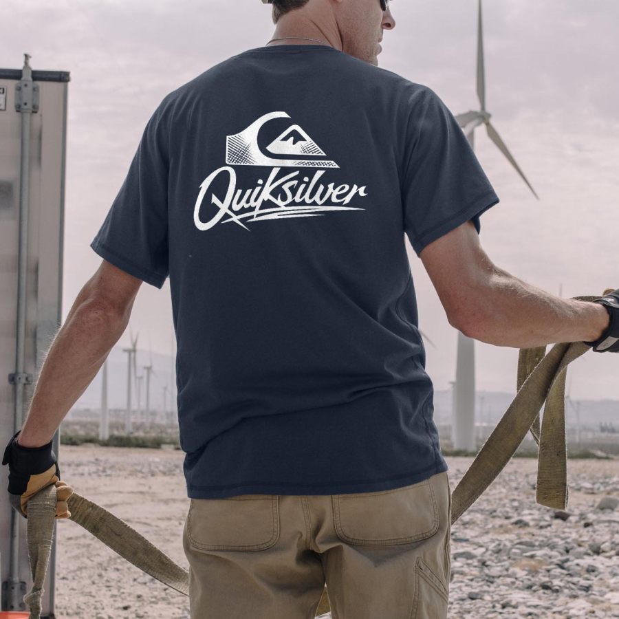 

Мужская футболка Футболка Винтаж Quiksilver Графика С коротким рукавом На открытом воздухе Повседневная Лето Повседневные Топы