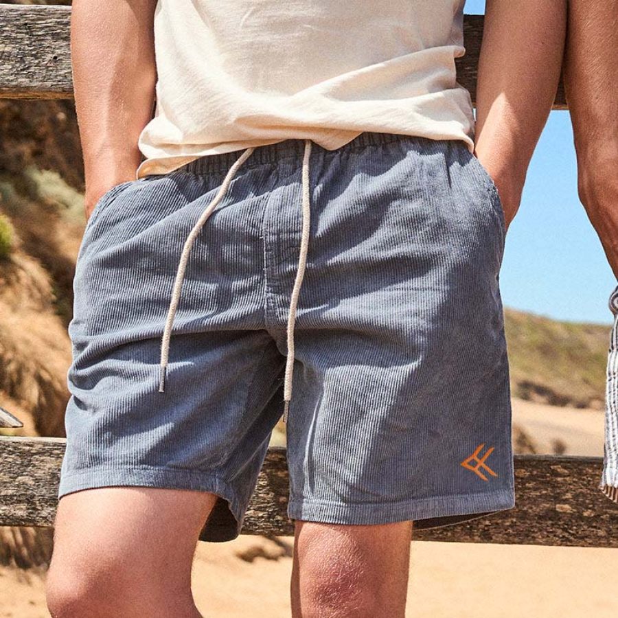 

Men's Surf Shorts Vintage Corduroy Hawaiian Beach Summer Daily 7 Inch Walk Shorts Boardshorts Gray Blue