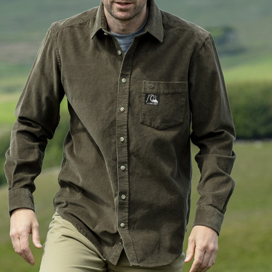 

Quicksilver Men Corduroy Shirt Outdoor Pocket Casual Daily Shirt Jacket