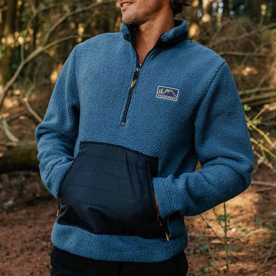 

Men's Sweatshirt Half Zip Sherpa Fleece Insulated Long Sleeve Pocket Tops