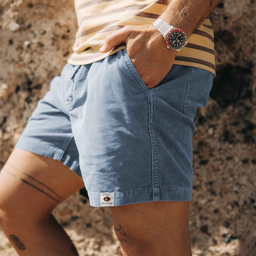 

Men's Surf Cord Shorts Vintage Corduroy Tito's Handmade Vodka Hawaiian Beach Summer Daily Walk Shorts Boardshorts