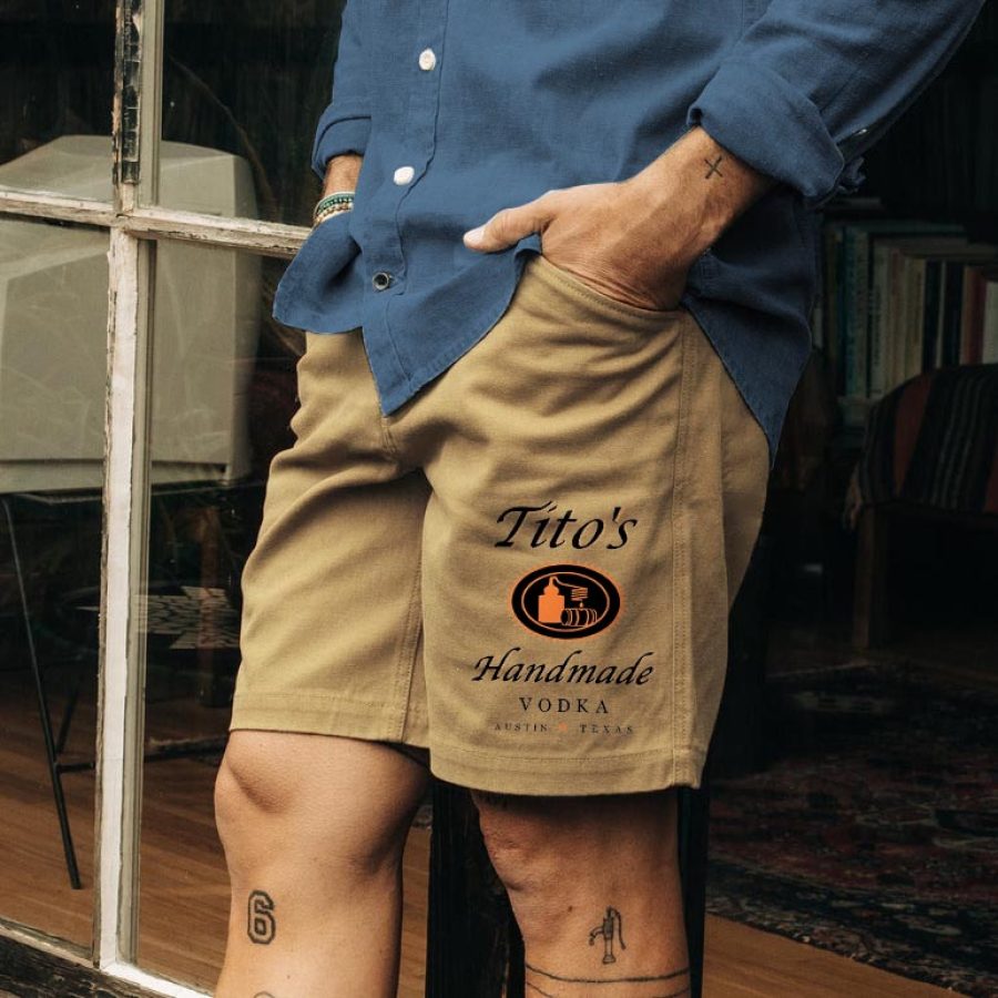 

Men's Surf Cargo Shorts Vintage Tito's Handmade Vodka Hawaiian Beach Summer Daily Walk Shorts Boardshorts