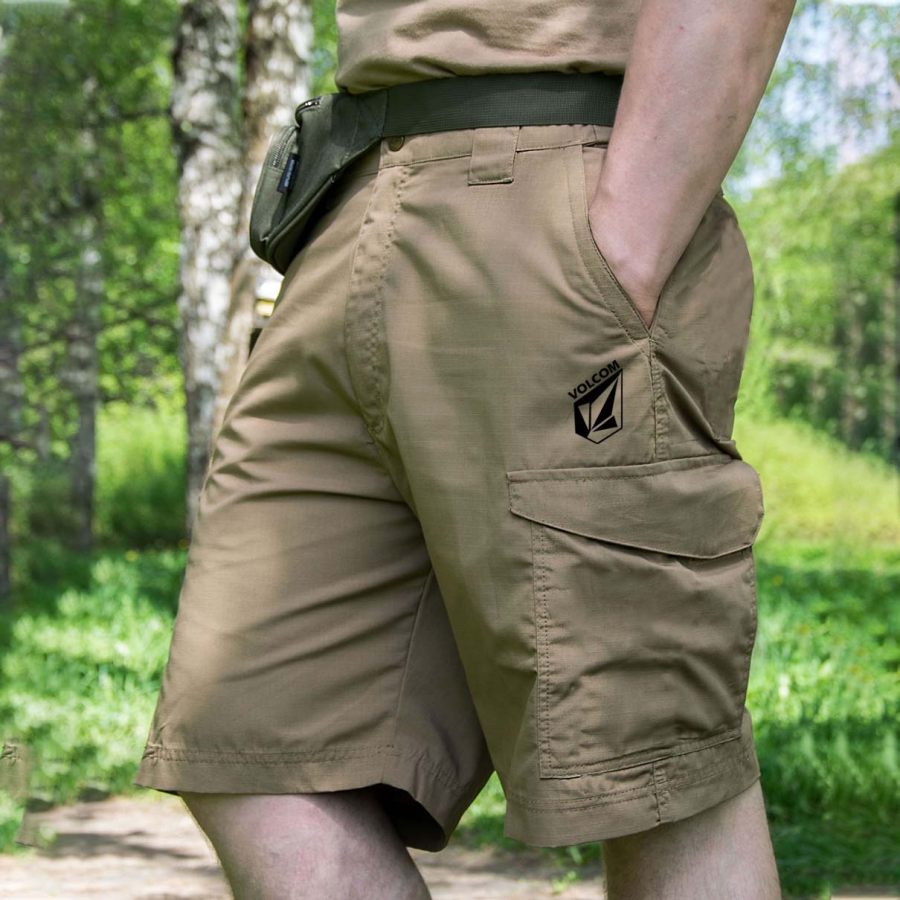 

Men's Cargo Shorts Vintage Volcom Pockets Summer Daily Shorts Khaki