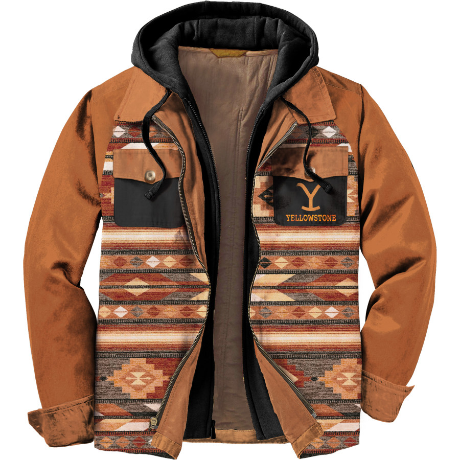 

Chaqueta Con Capucha De Vaquero Con Estampado Occidental Yellowstone Unisex Para Hombre