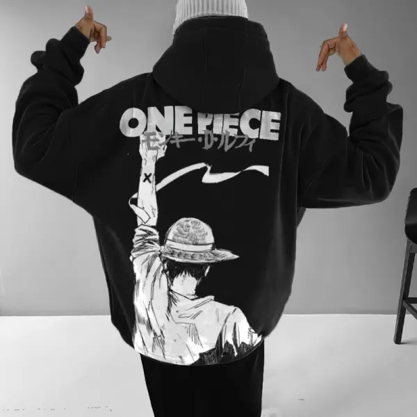'One Piece' Printed Oversized Hooded Sweatshirt - Yiyistories.com 