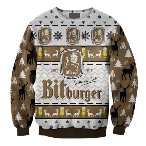 Unisex Bitburger Beer 3D Christmas Sweatshirt - Cotosen.com