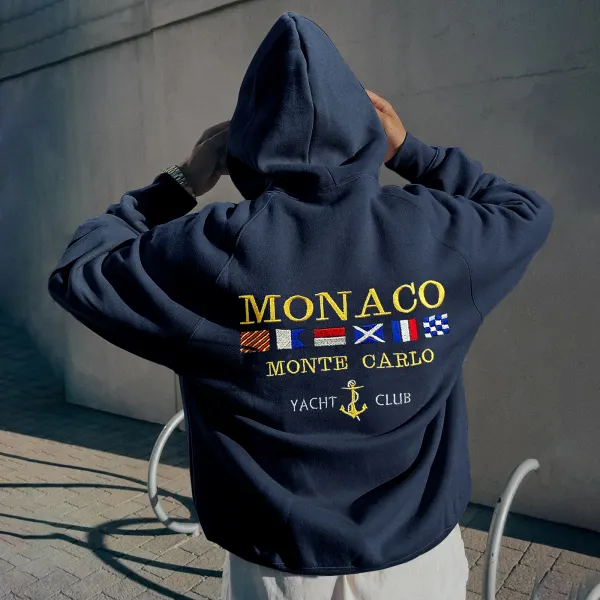 Vintage Casual Monaco Monte Carlo Yacht Club Hoodie - Faciway.com 
