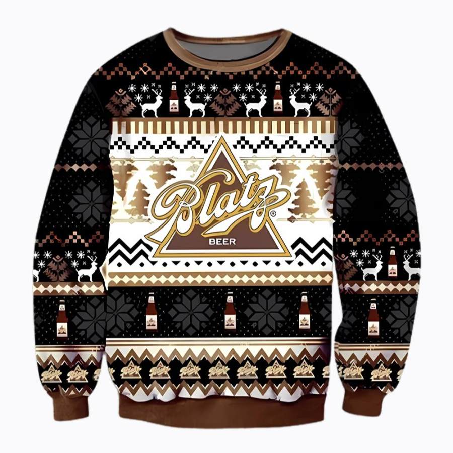 

Sudadera Navideña Fea Con Estampado 3D De Cerveza Blatz Para Hombre