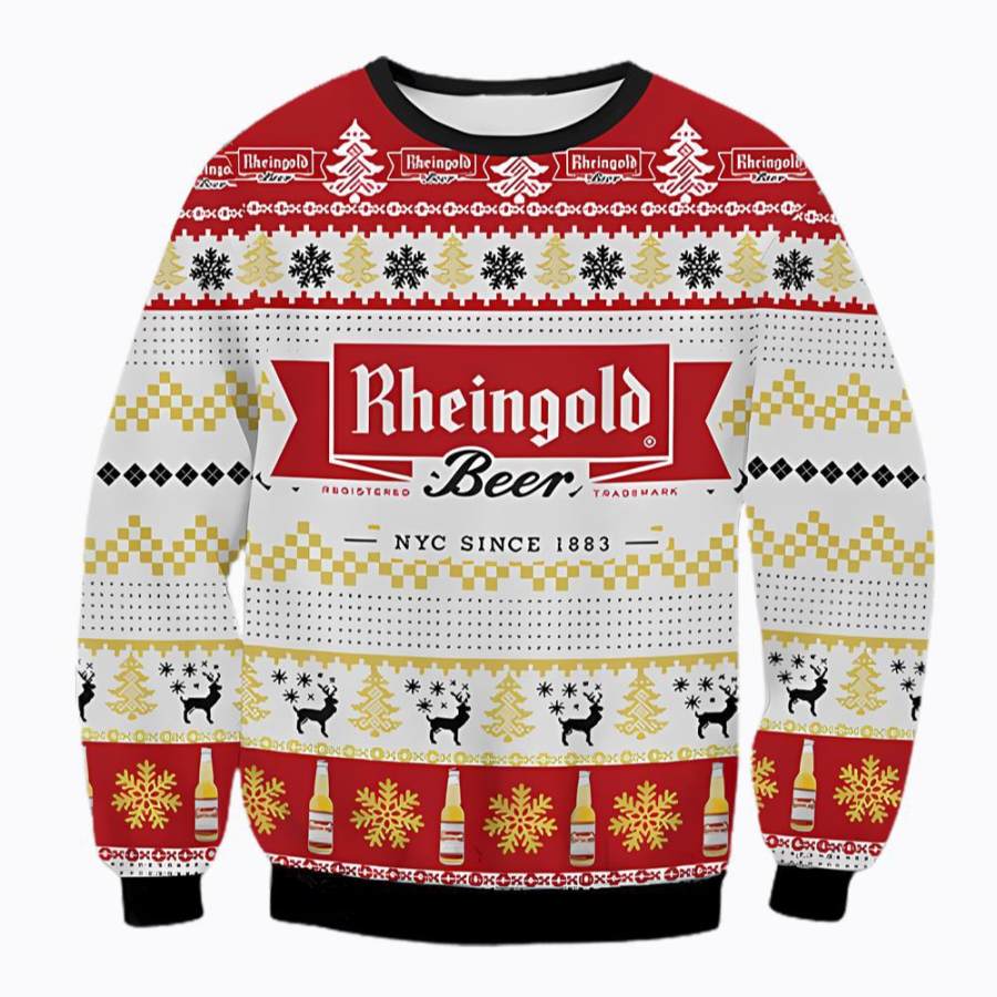 

Мужской свитшот Rheingold Beer с 3D-принтом Ugly Christmas