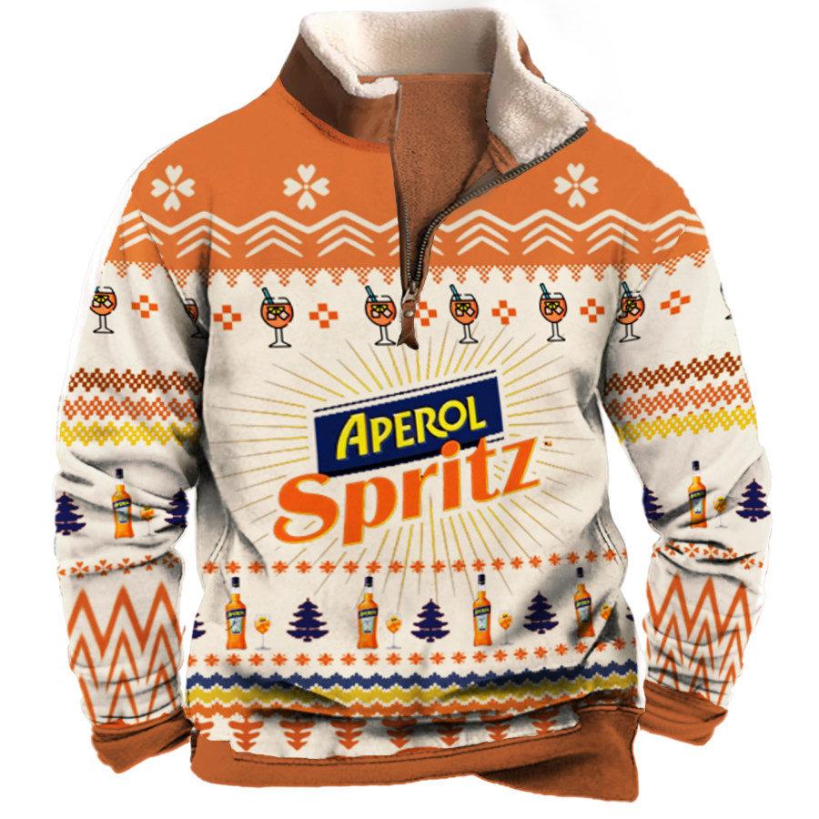 

Sudadera Unisex Con Cremallera De 1/4 Y Estampado Navideño En 3D Aperol Spritz