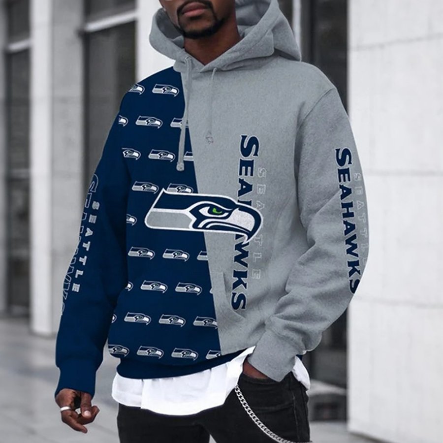 

Seattle Seahawks 3D-gedruckter übergroßer Kapuzenpullover Mit Taschenpullover