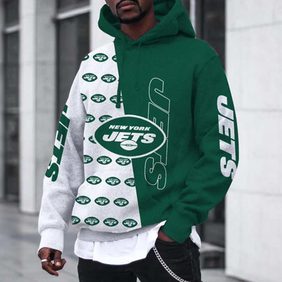 

Пуловер с капюшоном и карманами New York Jets объемная толстовка с капюшоном и 3D-принтом