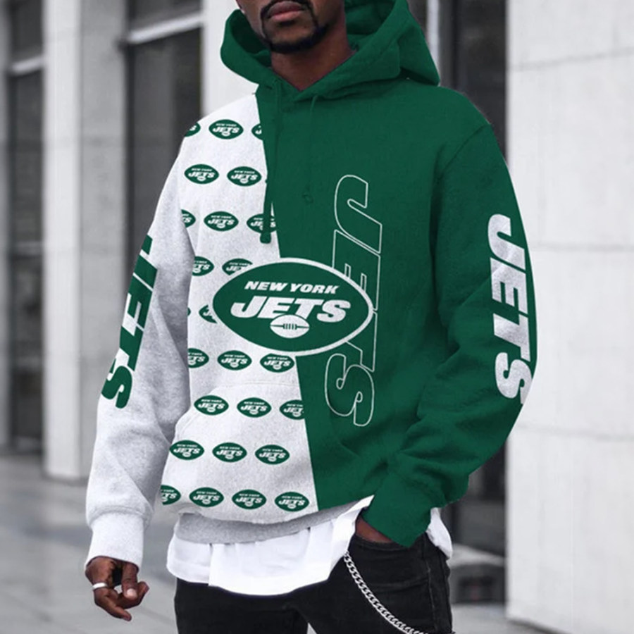 

Sudadera Con Capucha De Gran Tamaño Con Bolsillo Y Capucha Estampada En 3D De Los New York Jets