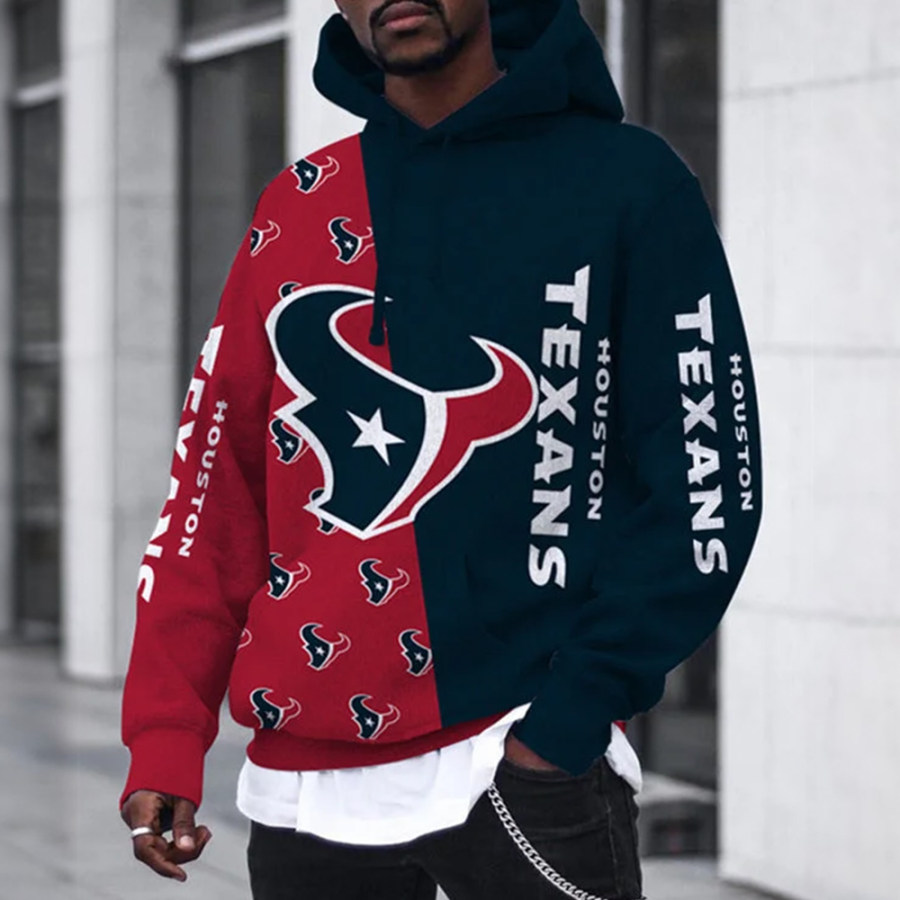 

Sudadera Con Capucha De Gran Tamaño Con Bolsillo Y Capucha Con Estampado 3D De Los Houston Texans