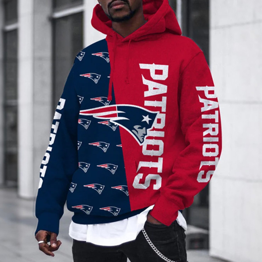 

New England Patriots Sudadera Con Capucha De Gran Tamaño Con Bolsillo Y Capucha Estampada En 3D