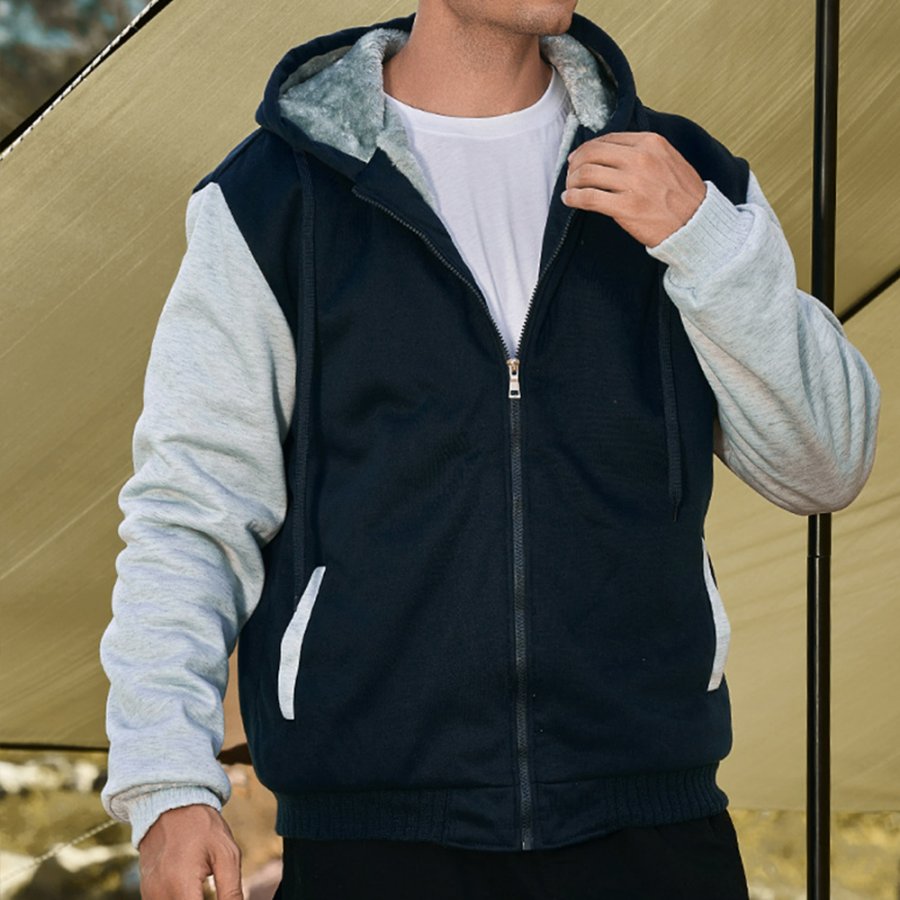 

Men's Outdoor Casual Fleece Thickened Hooded Sweatshirt Jacket