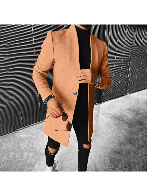 Men's Fashion Simple Stand Collar Mid Length Coat - Maxizero.chimpone.com 