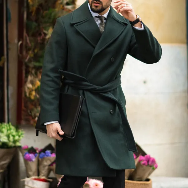 Street Men's Solid Color Lace-up Coat - Spiretime.com 
