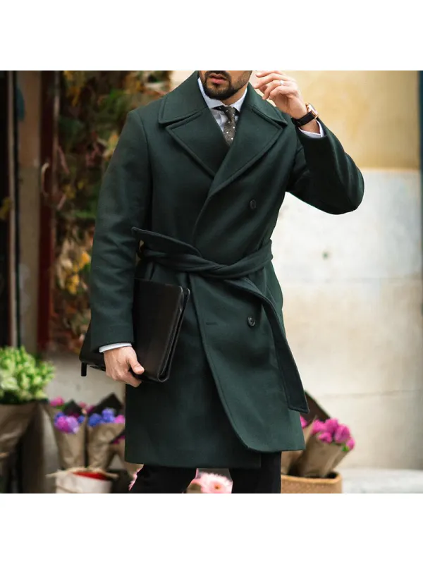 Street Men's Solid Color Lace-up Coat - Valiantlive.com 