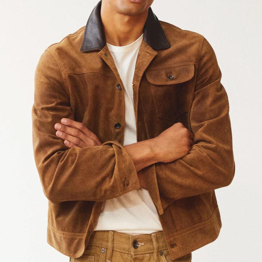 

Chaqueta De Trabajo De Ante Vintage Para Hombre Ropa De Abrigo Informal Al Aire Libre