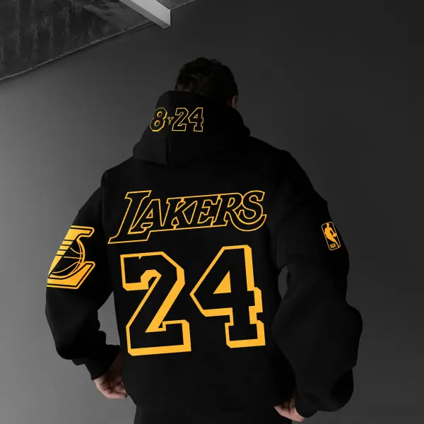 Oversized Street Style Basketball Print Hoodie Number 24 Hoodie - Kalesafe.com 