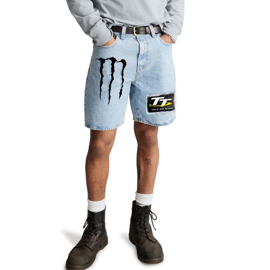 

Pantalones Cortos De Mezclilla Con Estampado Monster Energy Informales De Moda Para Hombre