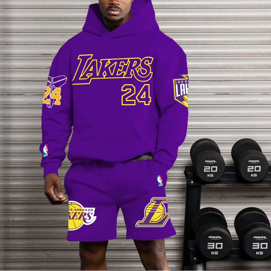 

Traje Extragrande Con Pantalones Cortos Y Sudadera Con Capucha NBA Laker 24 Para Hombre
