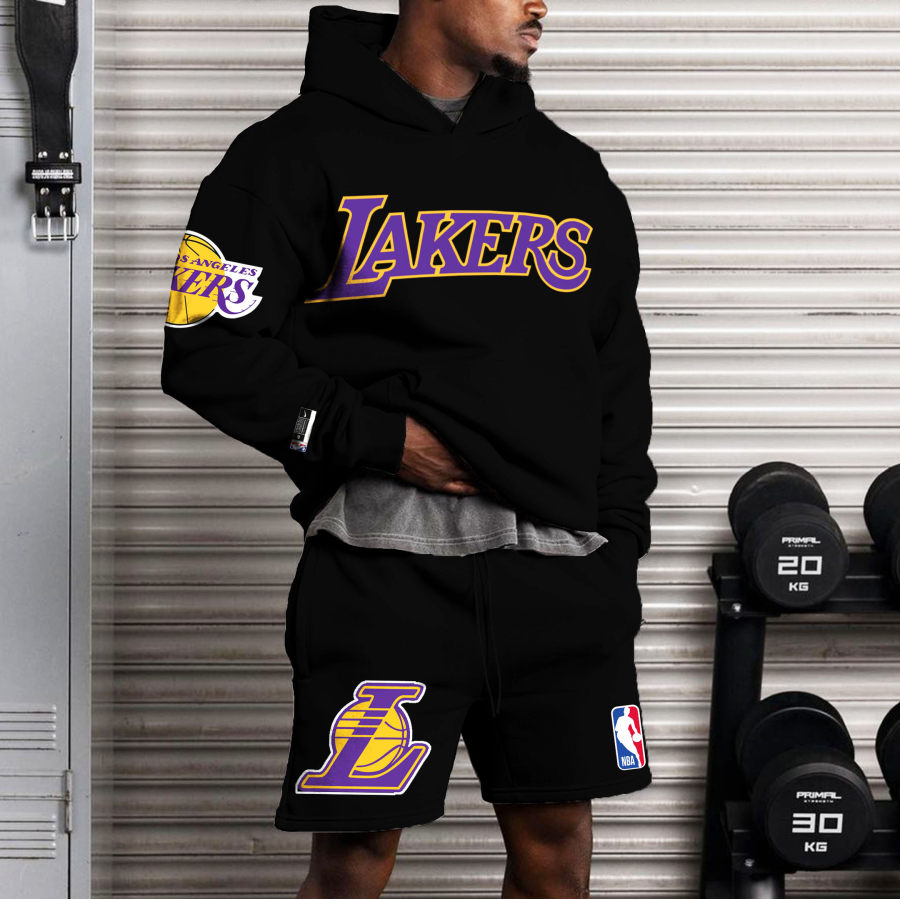 

Traje De Suéter Y Pantalones Cortos NBA Laker Extragrandes Para Hombre