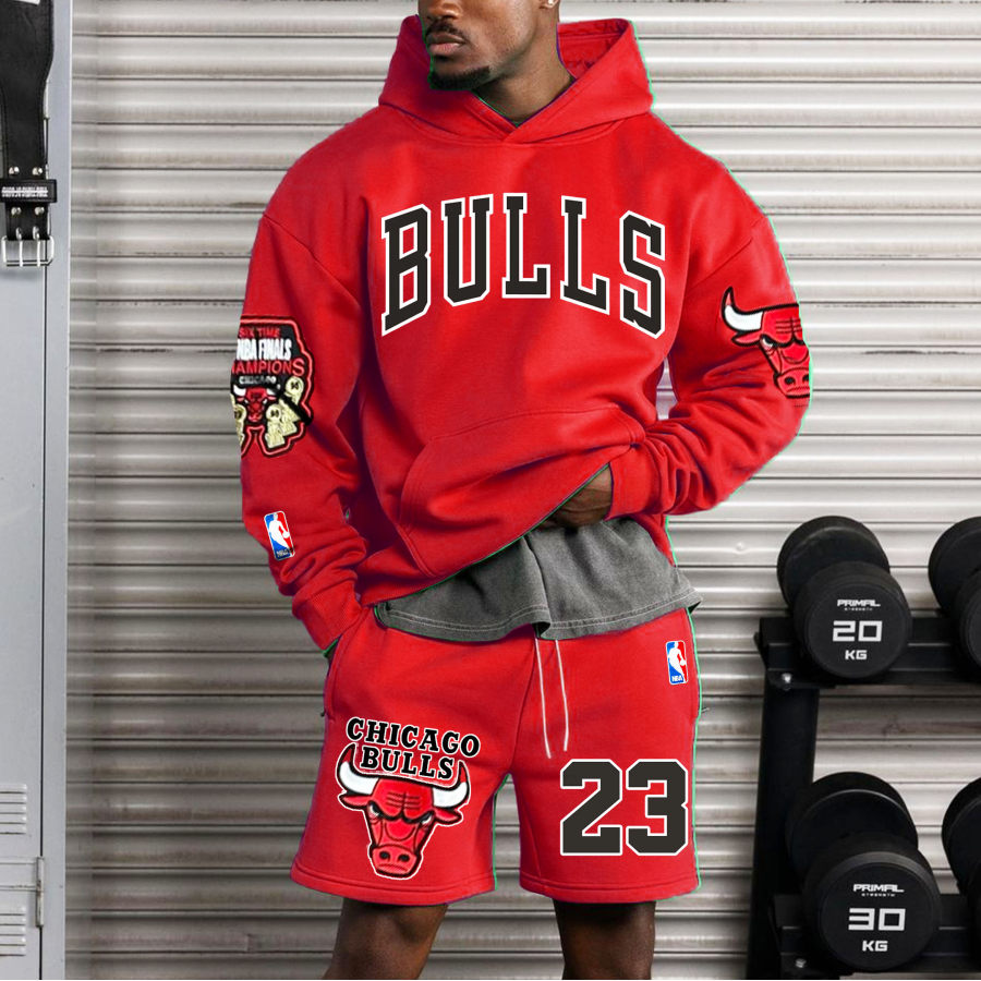 

Men's Oversized NBA Bulls Team Shorts & Hoodie Suit