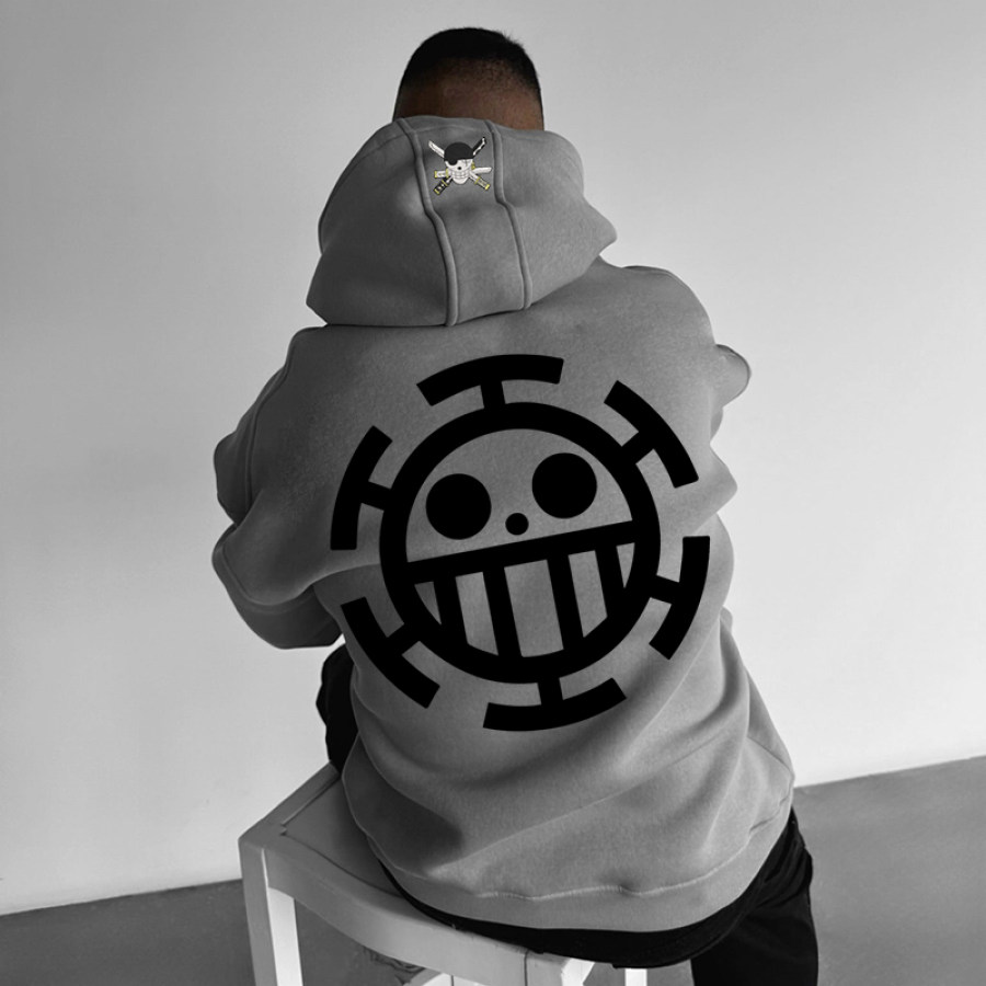 

Sweat à Capuche Surdimensionné "One Piece" Imprimé "Straw Hat Crew"