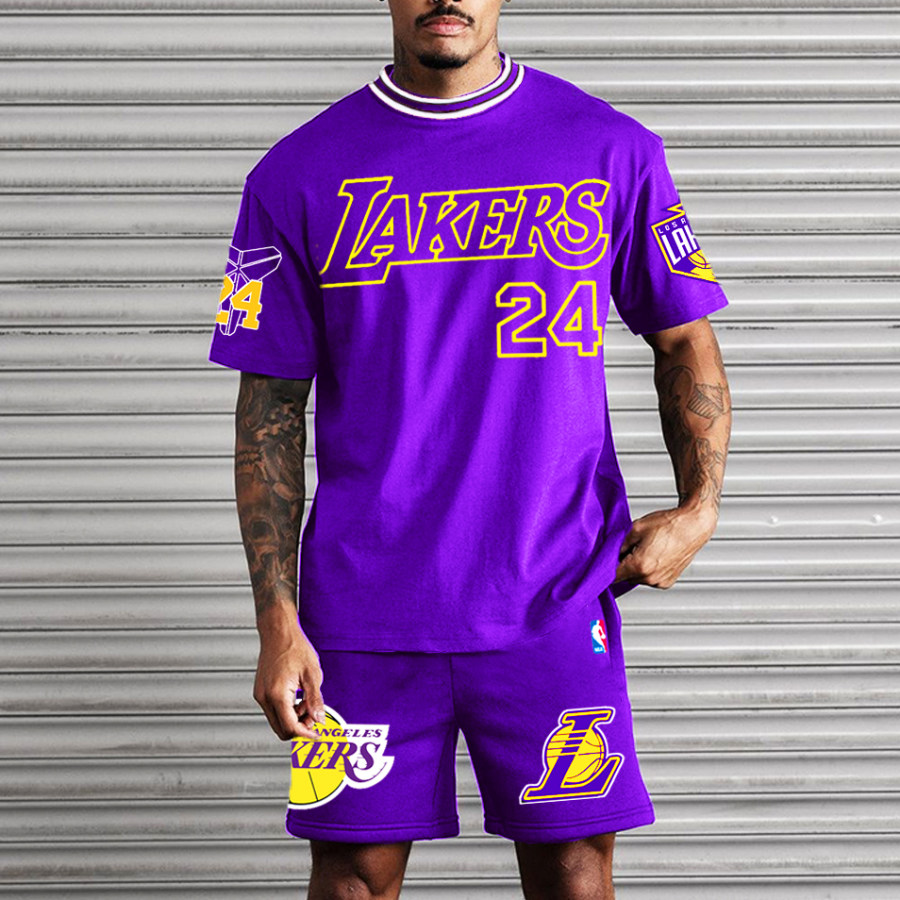 

Übergroßer NBA Laker NO.4-Kurzarmanzug Für Herren