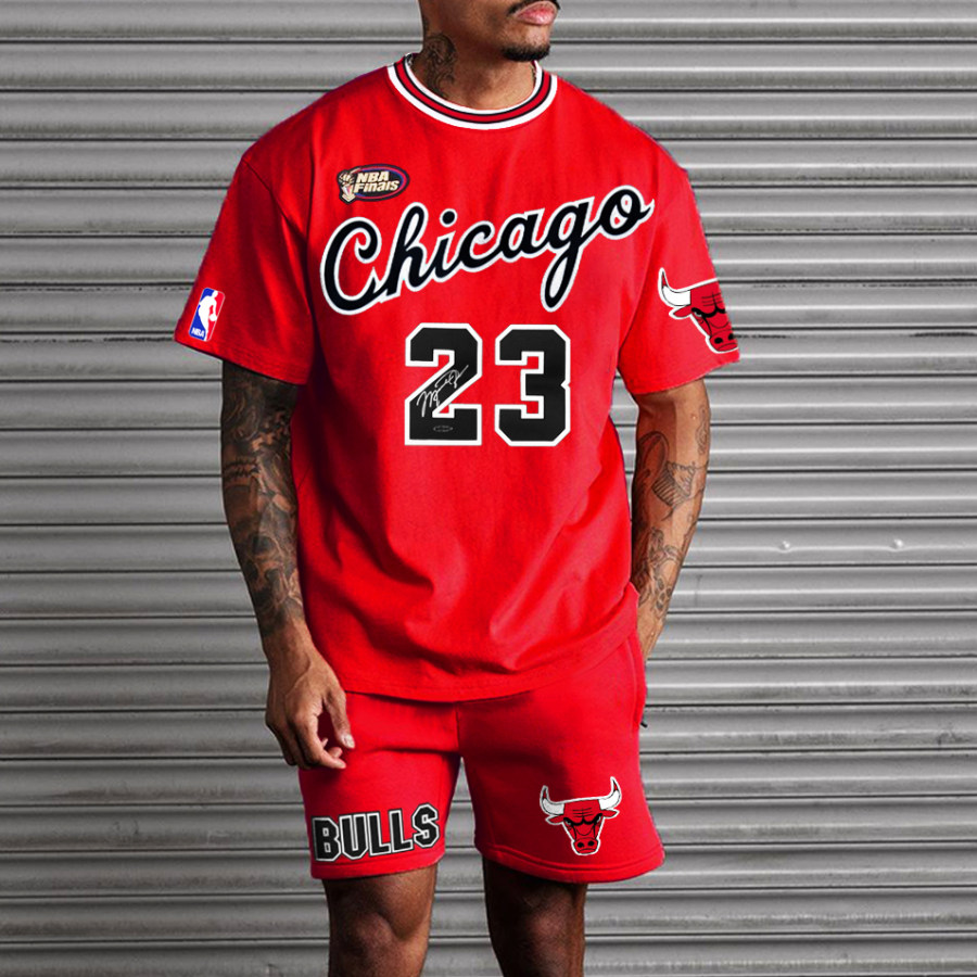 

Мужской костюм оверсайз с короткими рукавами NBA Chicago Bull NO.23
