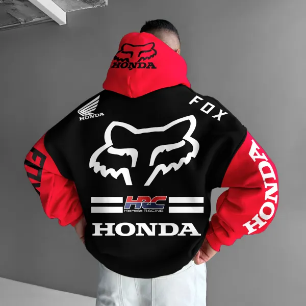 Oversize Racing Print Hoodie - Cotosen.com