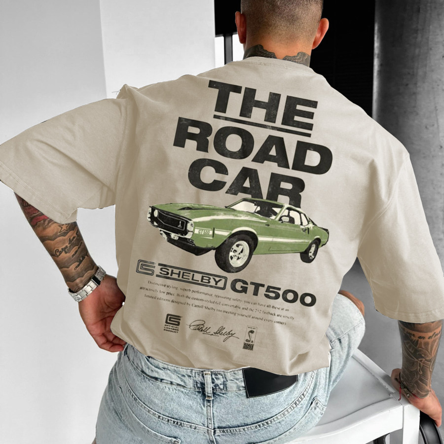 

Men's Loose Letter Car Printed T-shirt