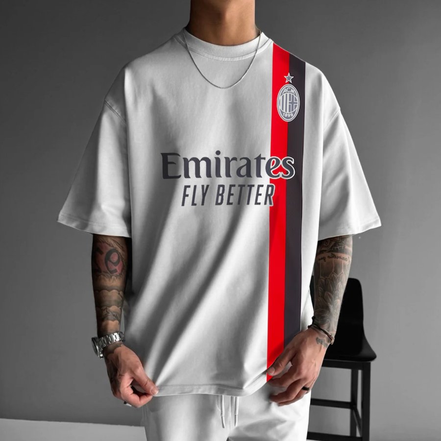 

Oversized ACM Print Casual Football T-Shirt