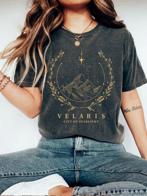 SJM Merch, Gold Print Velaris T-shirt, The Night Court T-shirt - Goaffection.com 